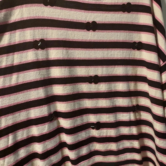 Elle Black, White and Pink Striped Dolman Sleeve Embellished Sweater in Size XL - Picture 6 of 11